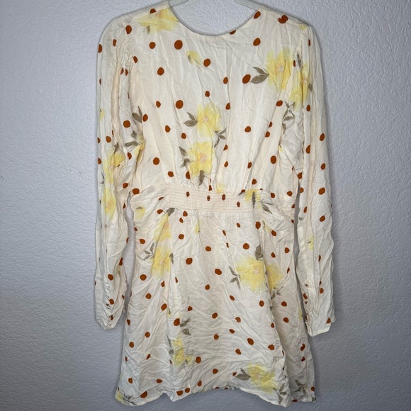 Free People Date Night Mini Dress Sunshine Combo Polka Dot Long Sleeve - Picture 6 of 8